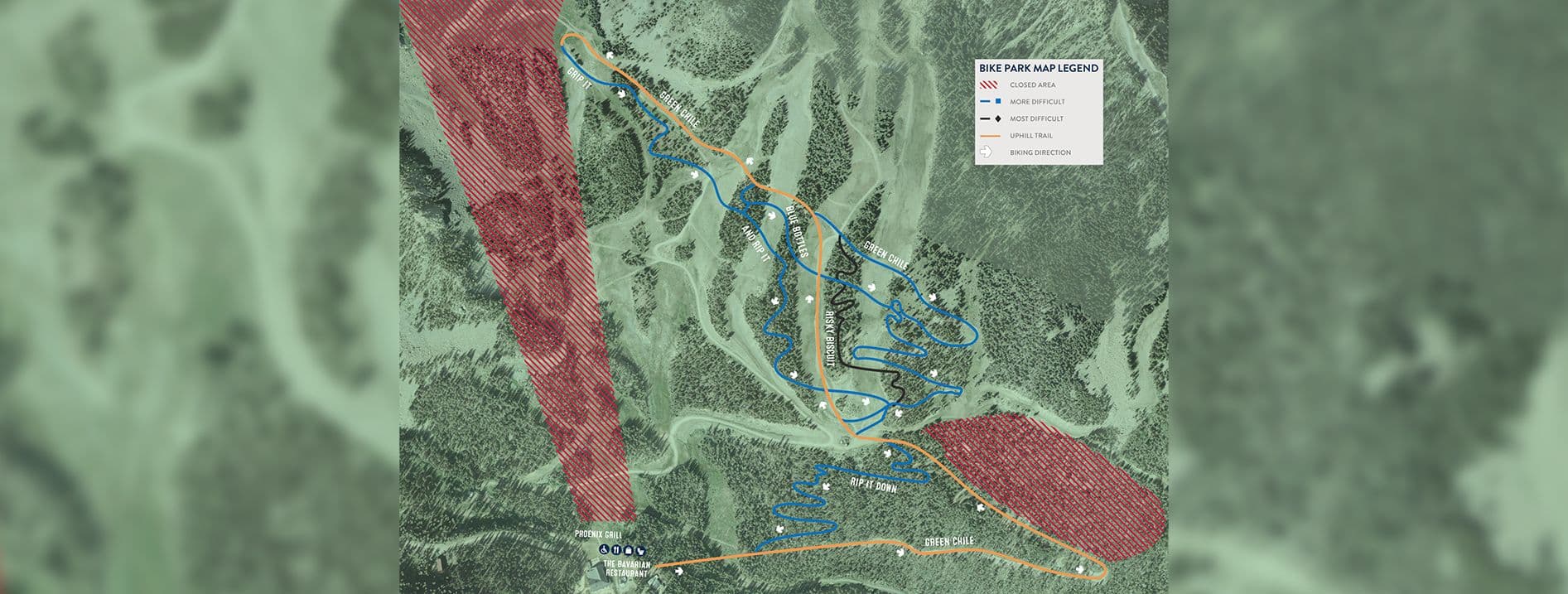Map of the bike park at Taos Ski Valley