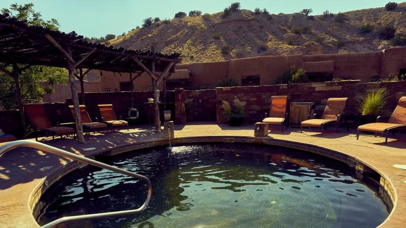 Scenic outdoor springs pool  