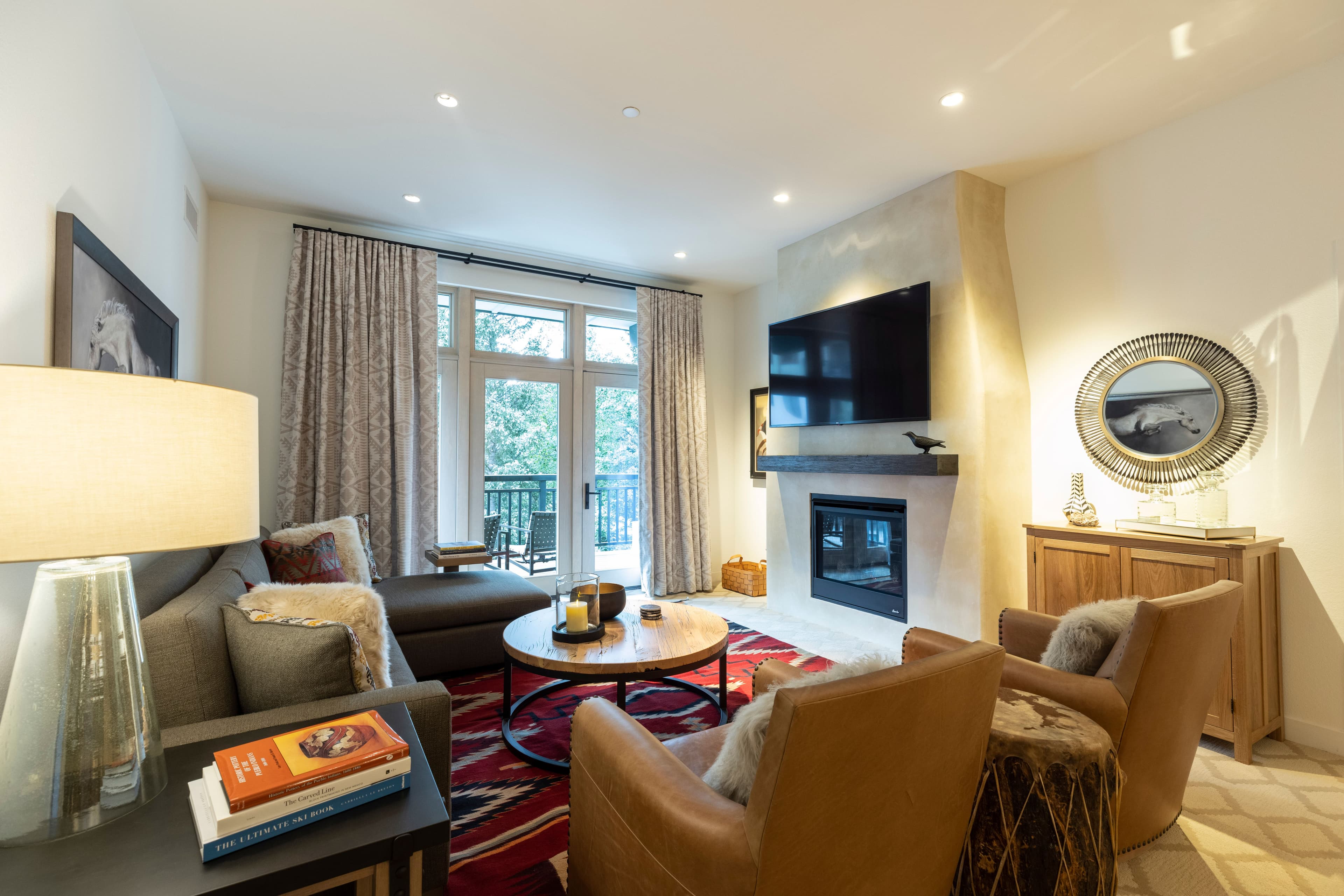 Living room of a one bedroom Blake residence