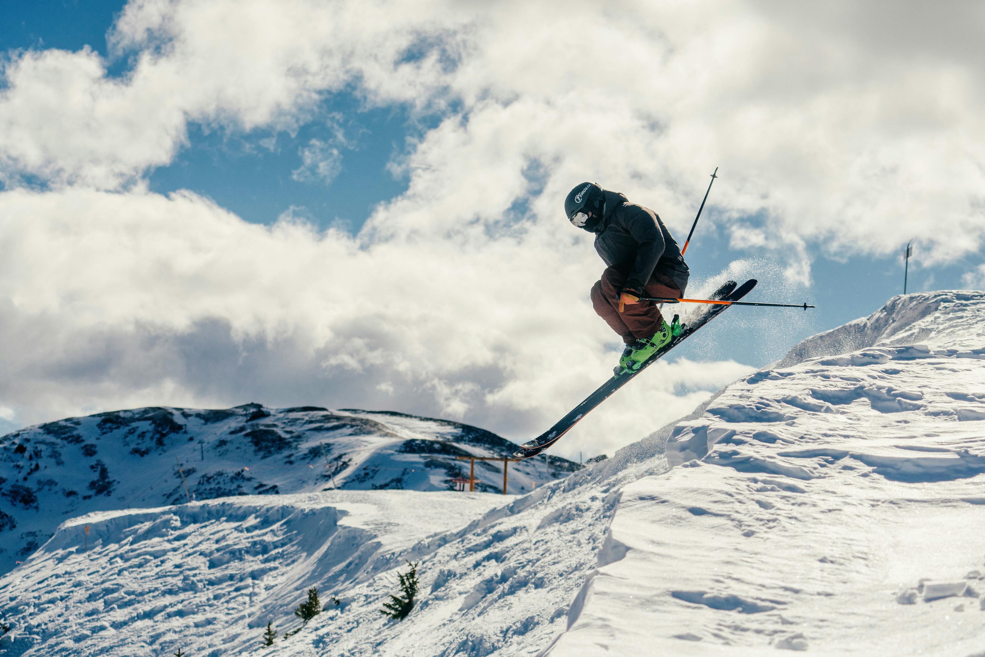Skier catching air at Taos Ski Valley.