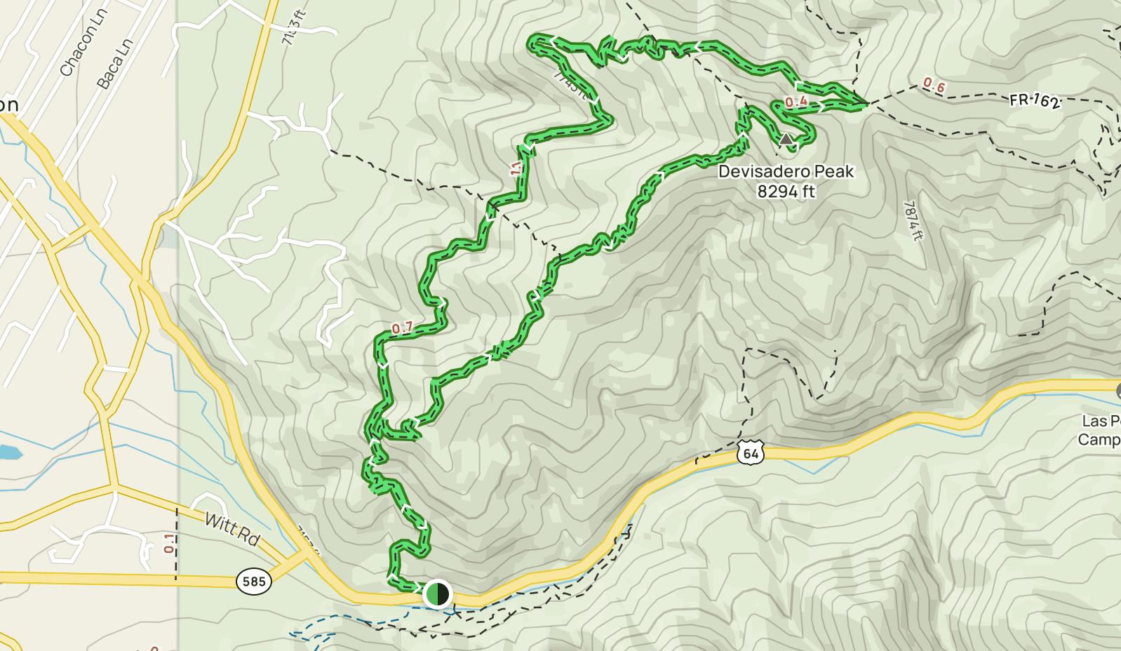 Devisadero hiking trail map. 