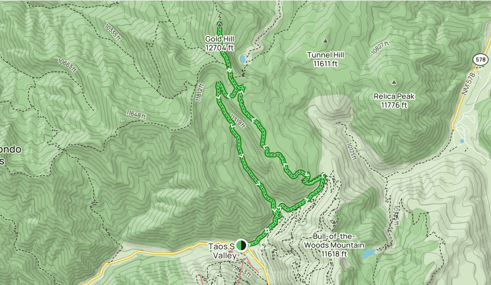 Gold Hill hiking trail map. 