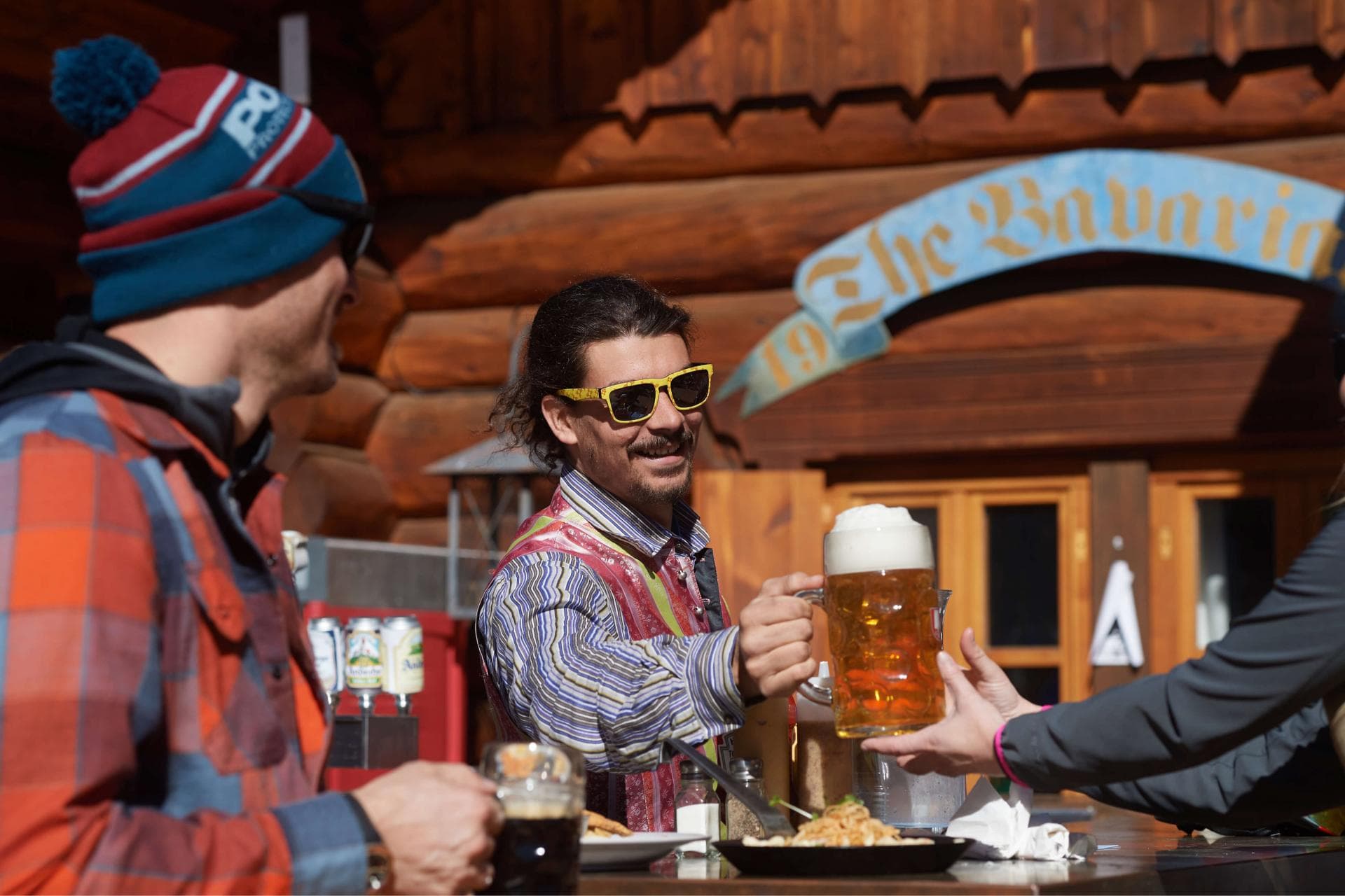 Beer being served to  table at the Bavarian.